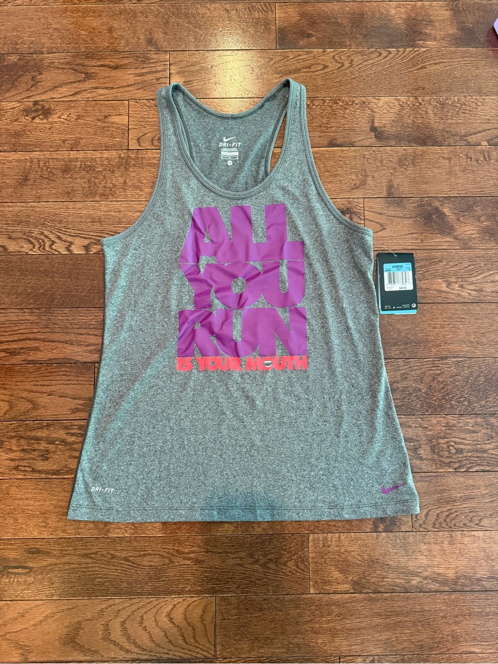 Nike Gray Dri-FIT Tank with Purple and Pink Graphic